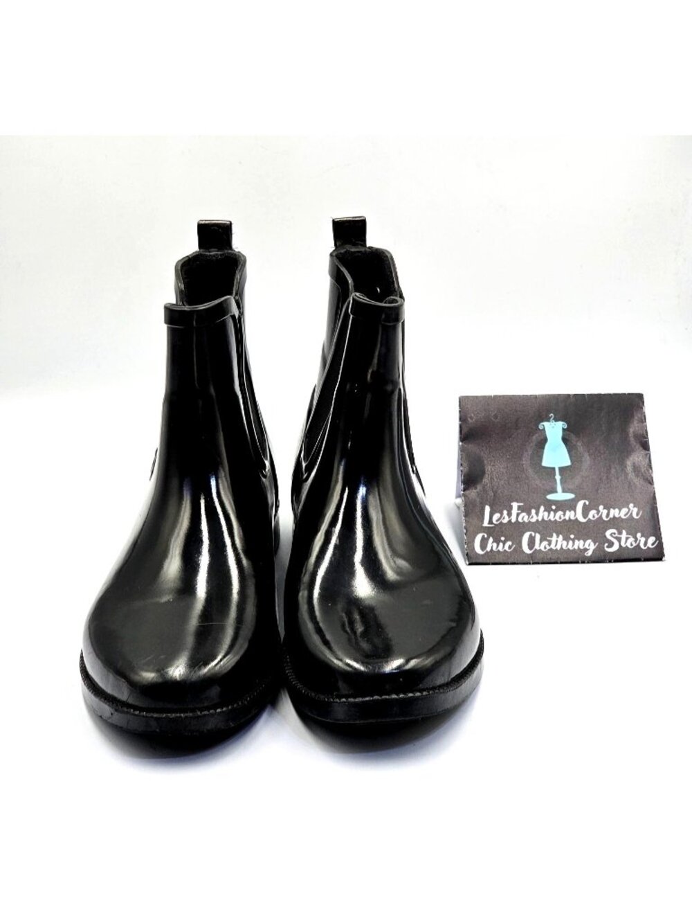 Michael Kors Women's Black Rubber Waterproof Chelsea Rain Boots Size 8 2378 - Picture 9 of 16